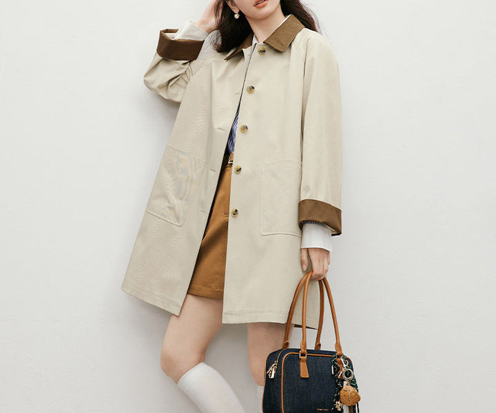 Ladies Fashionable Transitional Jacket with Contrast Collar