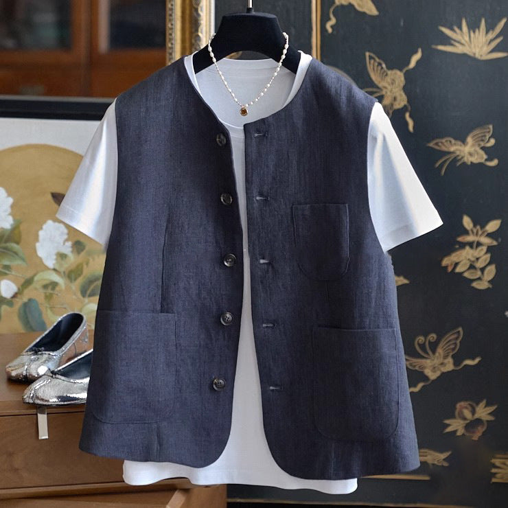 Women Fashionable Linen Vest