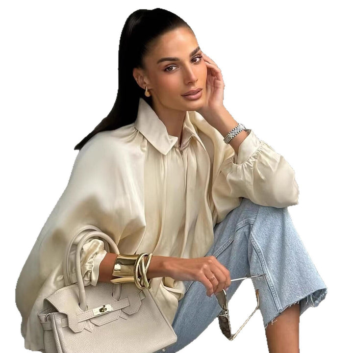 Women Wide Pleated Cape Transitional Jacket with Zip and Balloon-Shaped Hem