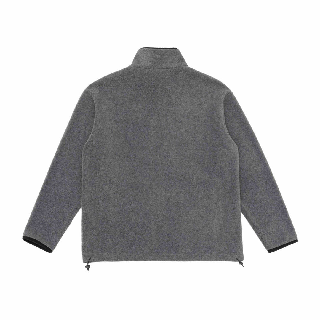 Unisex fleece jacket with stand-up collar, full-length zip and drawstring hem
