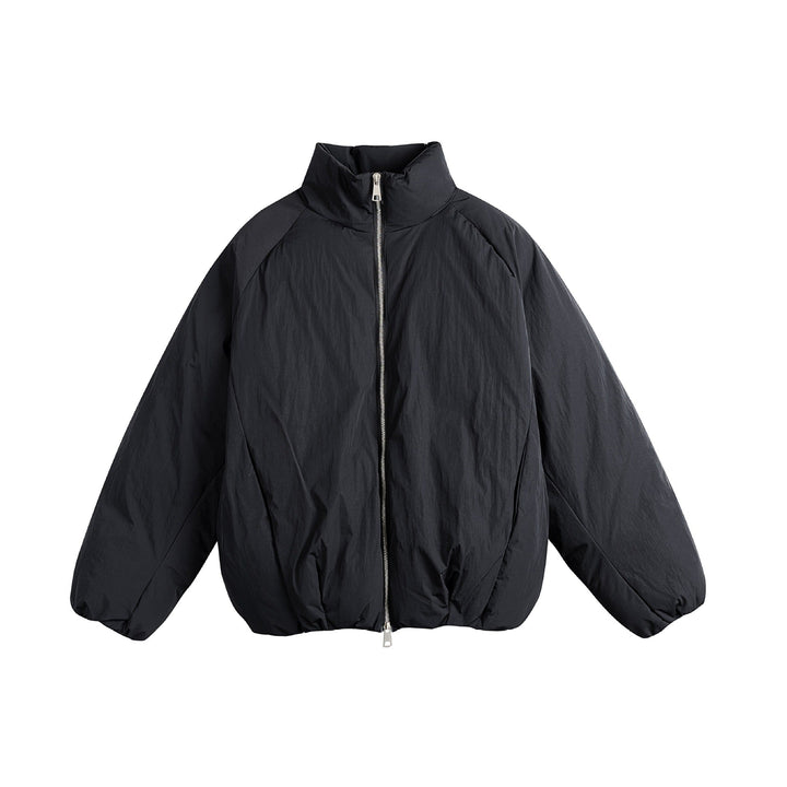 Unisex Oversized Padded Jacket with High Stand-Up Collar and Two-Way Zip