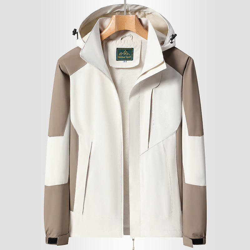 Women Softshell Trekking Jacket with breathable membrane, adjustable hood and colorblock design