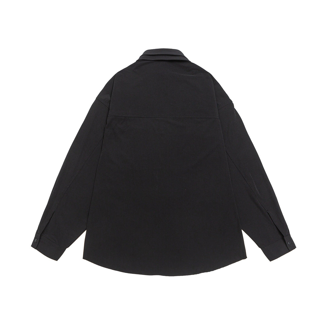 Unisex Oversize Shirt Jacket with Snap Button Front and Patch Chest Pocket