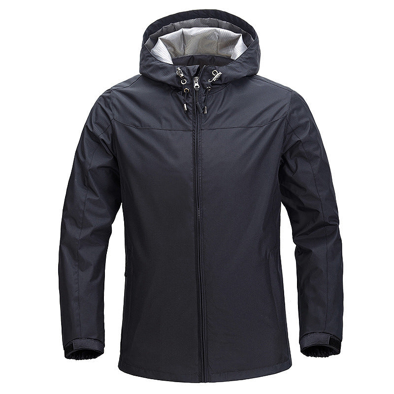 Unisex Lightweight Packable Rain and Wind Jacket with Adjustable Hood and Breathable Lining