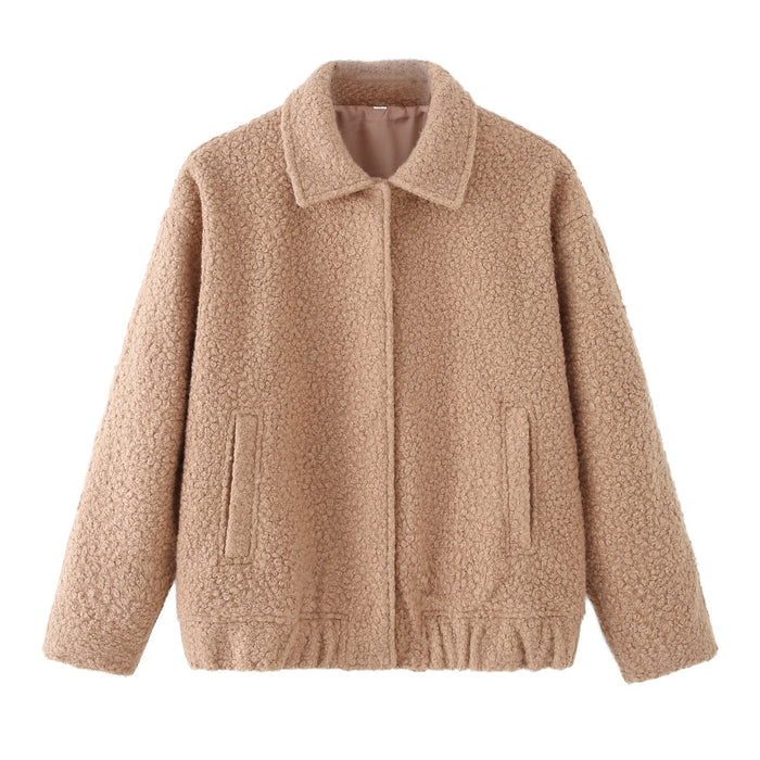 Women's Button-Front Teddy Jacket with Side Pockets