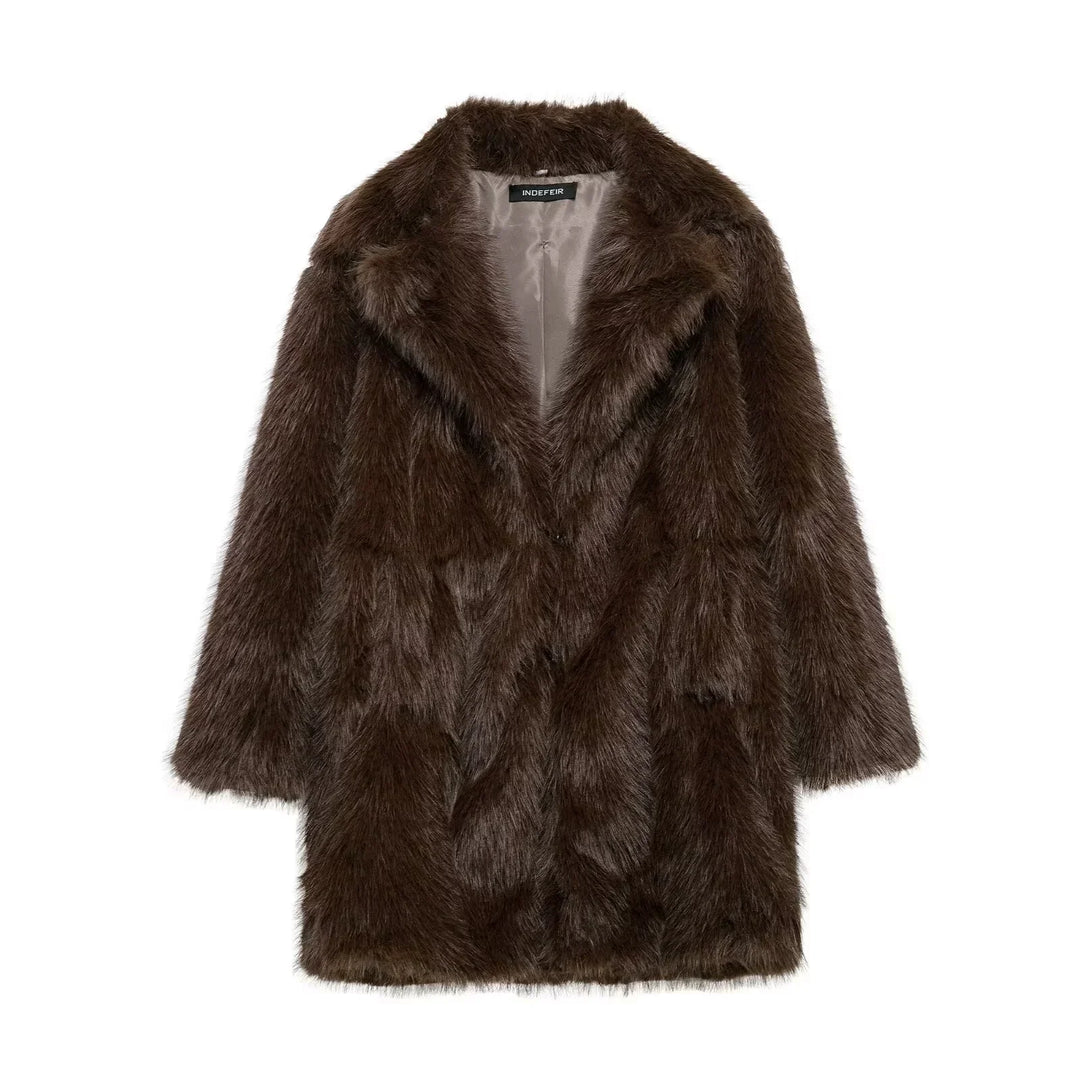 Long Fur coat with faux Fur