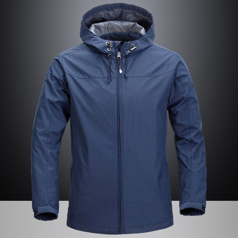 Unisex Lightweight Packable Rain and Wind Jacket with Adjustable Hood and Breathable Lining
