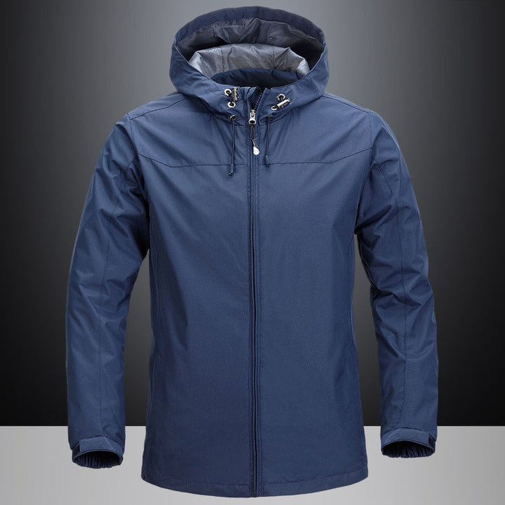 Unisex Lightweight Packable Rain and Wind Jacket with Adjustable Hood and Breathable Lining