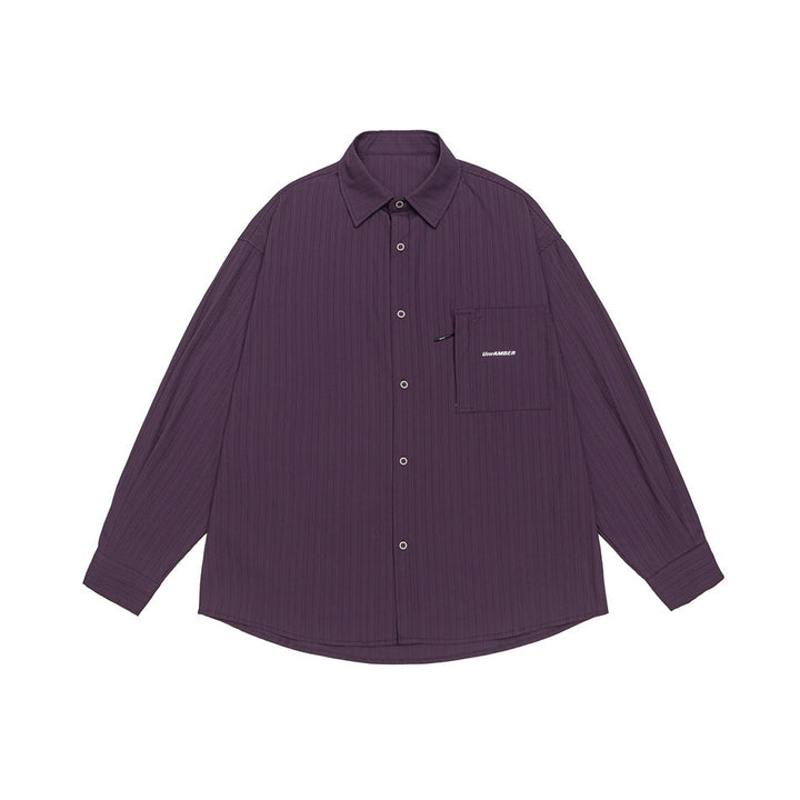 Unisex Oversize Shirt Jacket with structured ribbed look and patch breast pocket