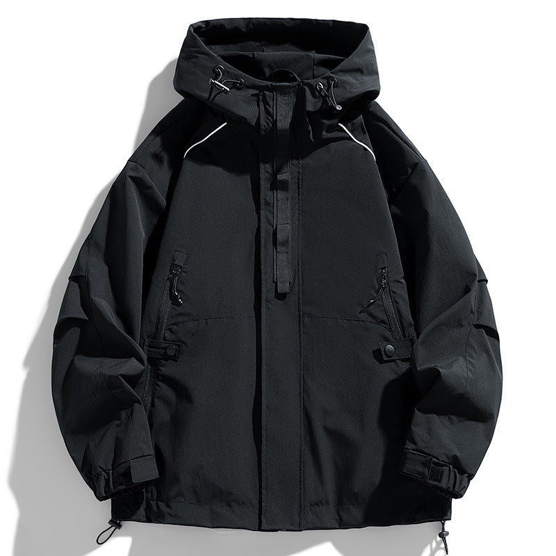 Unisex Lightweight two-tone wind and rain jacket with hood, drawstring and zip pockets