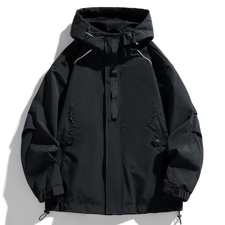 Unisex Lightweight two-tone wind and rain jacket with hood, drawstring and zip pockets