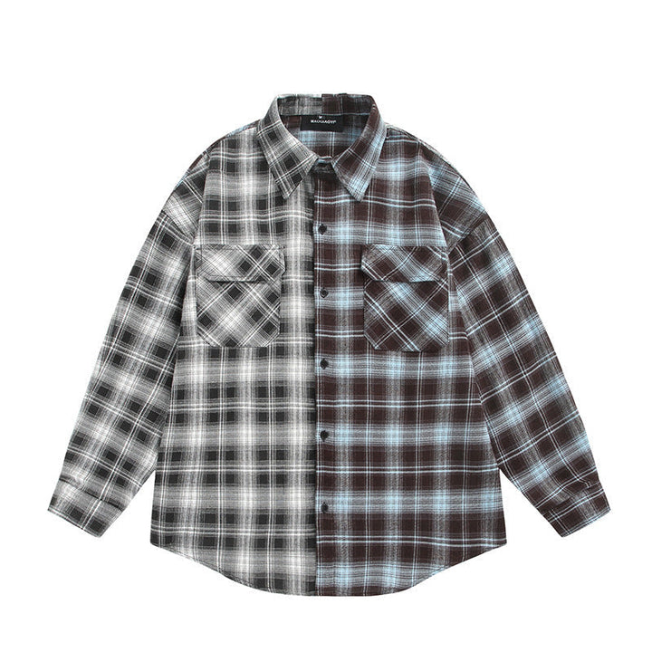 Unisex Split Check Overshirt in Shirt Jacket Style