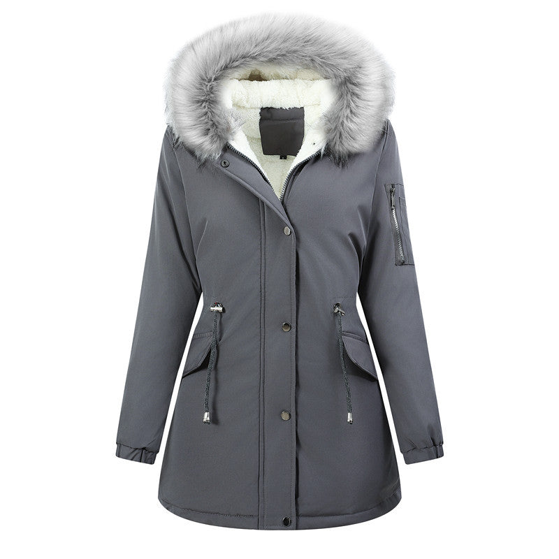 Women’s Thermo Parka with Sherpa Lining, Faux Fur Hood and Tailored Drawstring