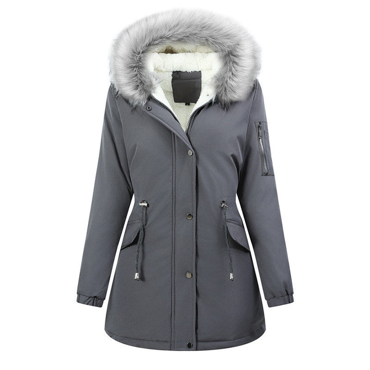 Women’s Thermo Parka with Sherpa Lining, Faux Fur Hood and Tailored Drawstring