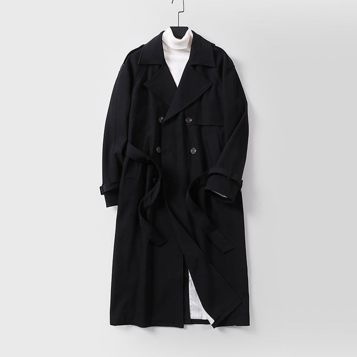 Women Double-Breasted Oversized Trench Coat with Wide Shawl Collar and Belt