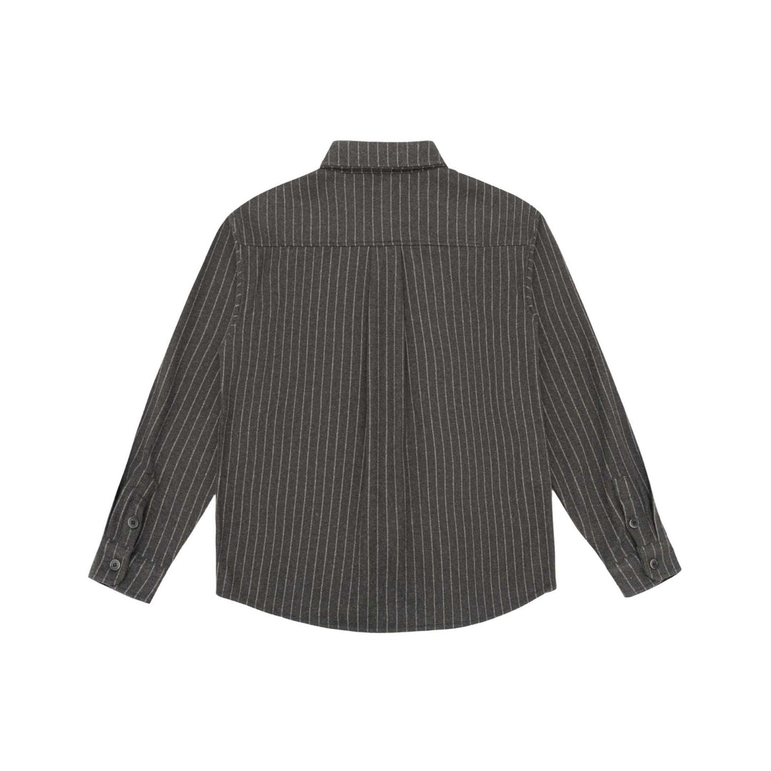 Women Oversize Shirt Jacket with Distinctive Shoulder Yoke and Pinstripes