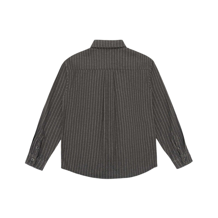 Women Oversize Shirt Jacket with Distinctive Shoulder Yoke and Pinstripes