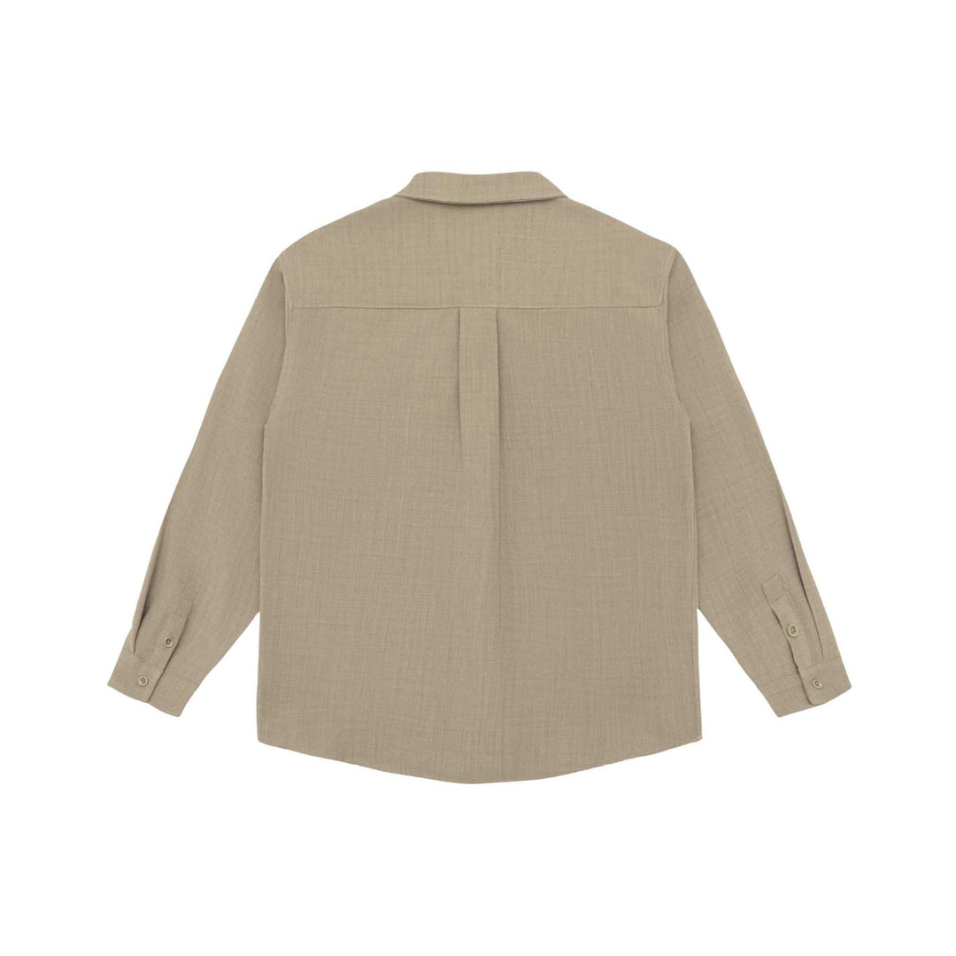 Unisex Lightweight Shirt Jacket in Overshirt Style made of Linen-Cotton Blend with Chest Pocket and Rounded Hem