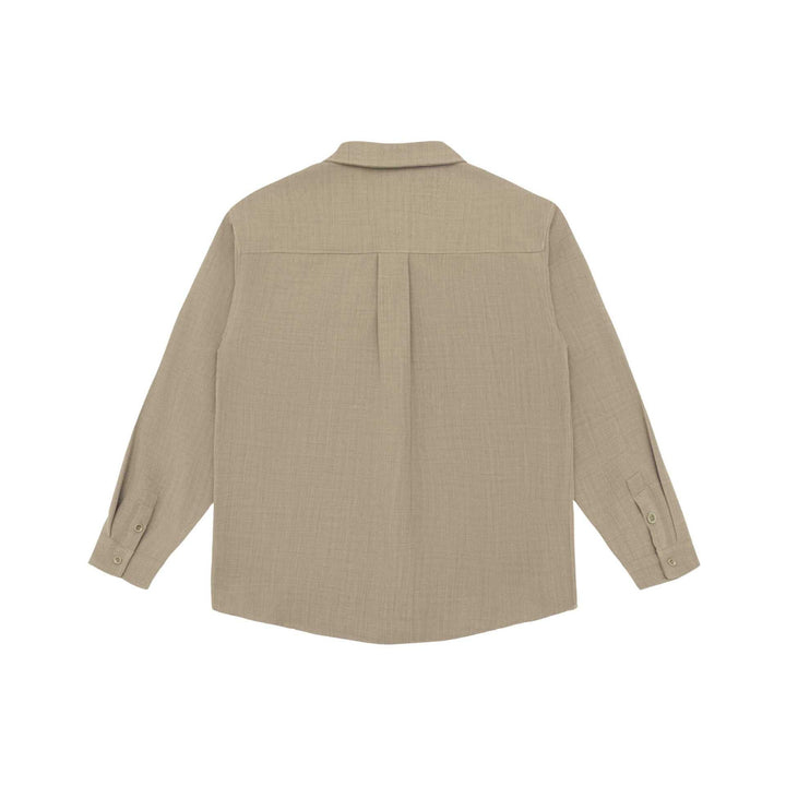Unisex Lightweight Shirt Jacket in Overshirt Style made of Linen-Cotton Blend with Chest Pocket and Rounded Hem