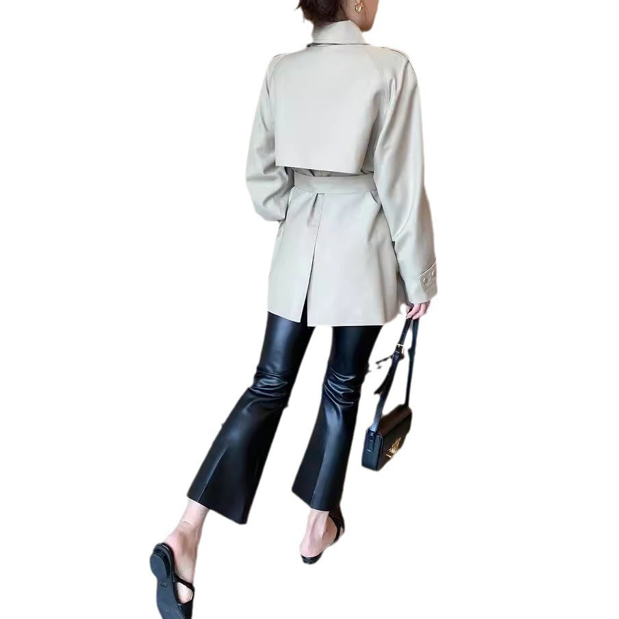 Women Modern Trench Coat with Waist Belt
