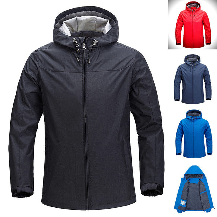Unisex Lightweight Packable Rain and Wind Jacket with Adjustable Hood and Breathable Lining