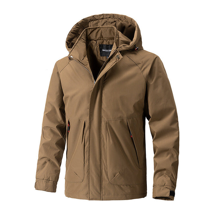 Men Water-resistant Outdoor Parka with Hood, Breathable and Windproof