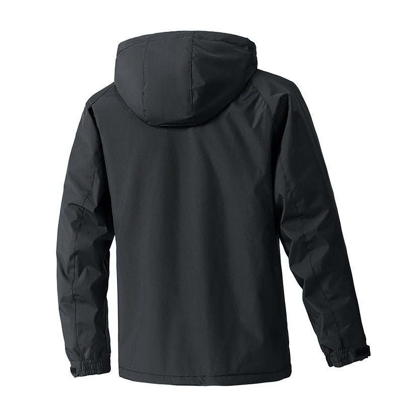 Men Water-resistant Outdoor Parka with Hood, Breathable and Windproof