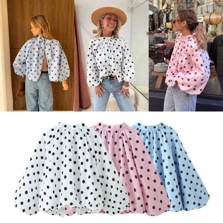 Women Wide Polka Dot Cape in A-Line Cut Made of Lightweight Rain Material