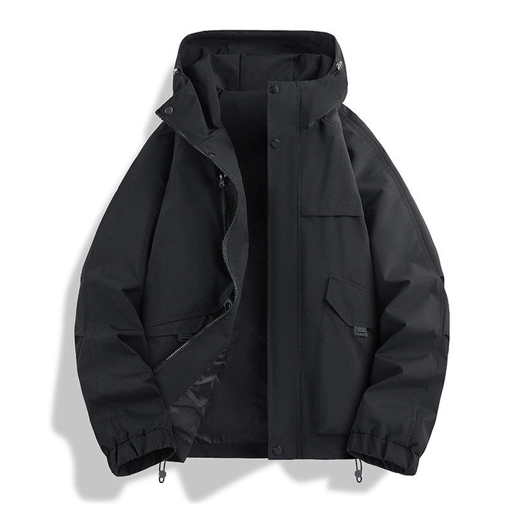 Unisex Lightweight two-tone wind and rain jacket with hood, drawstring and zip pockets