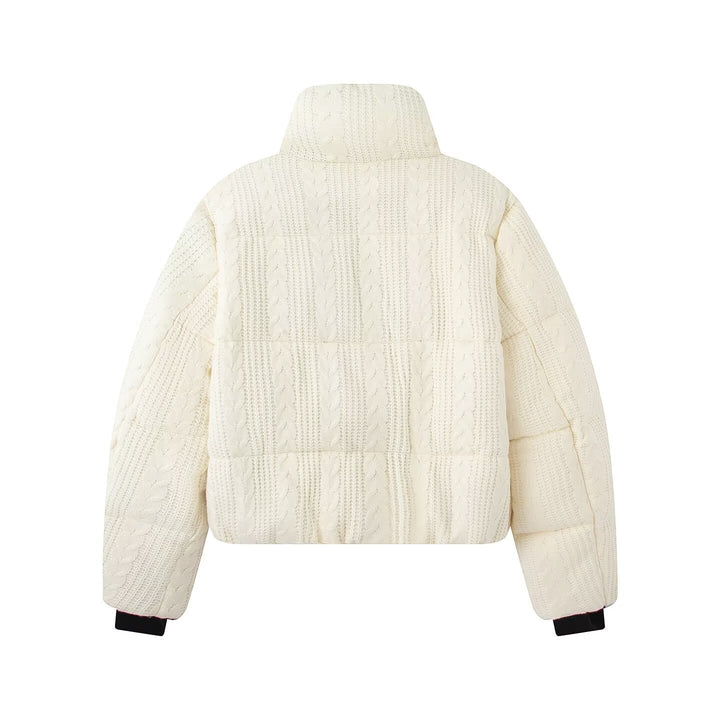Women’s quilted jacket with cable pattern and stand-up collar