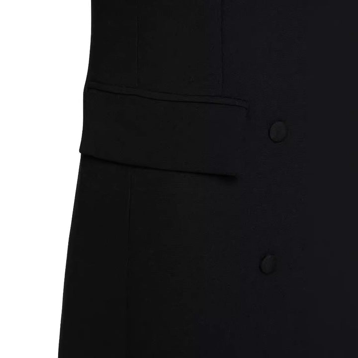 Women Double-Breasted Maxi Blazer Coat with Slim Silhouette