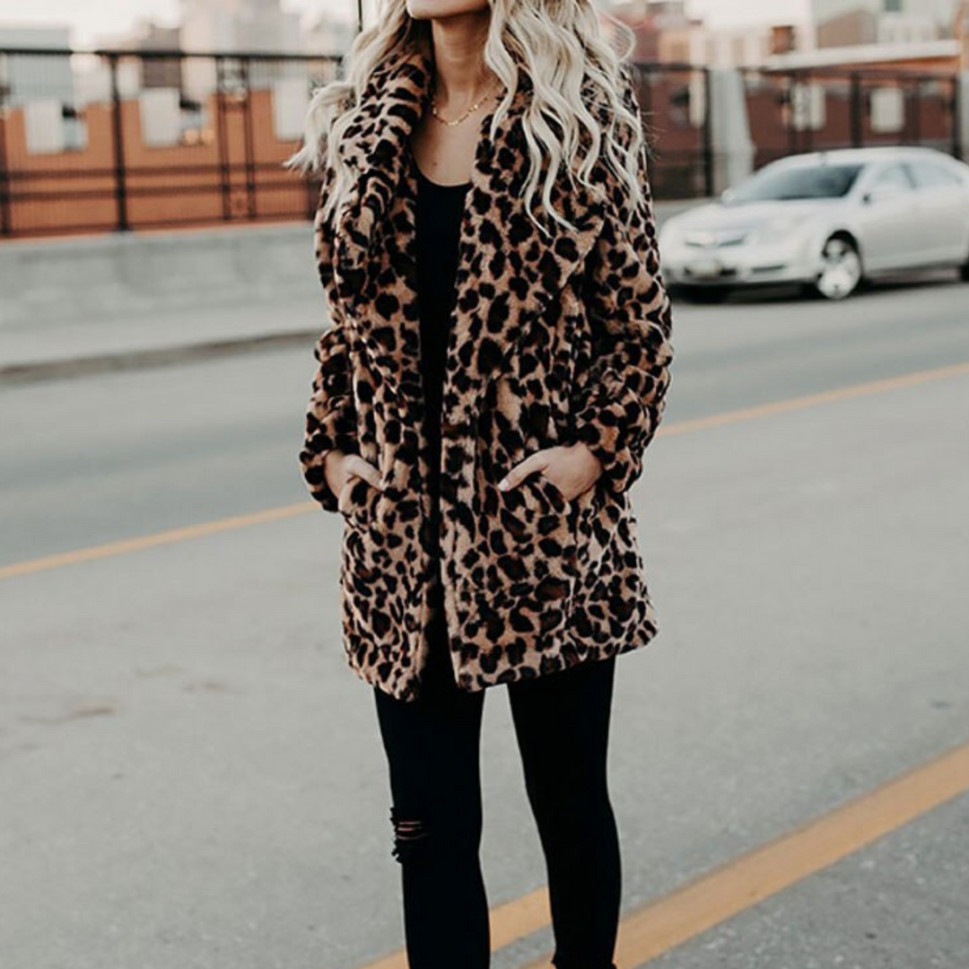 Plush Leopard Prwt Winter Fur jacket