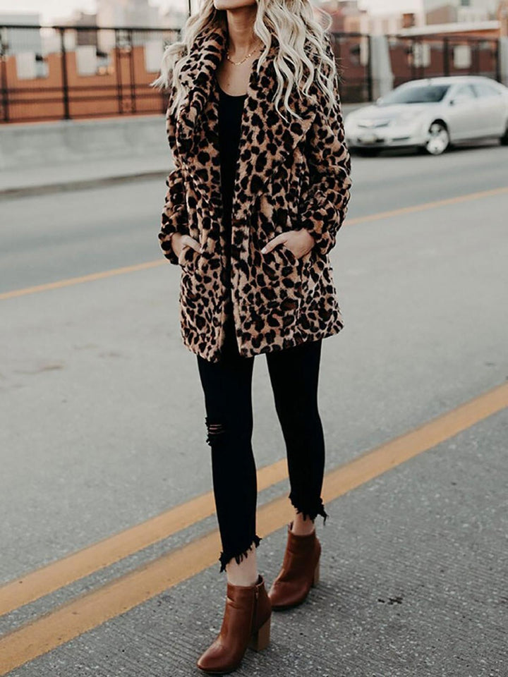 Plush Leopard Prwt Winter Fur jacket