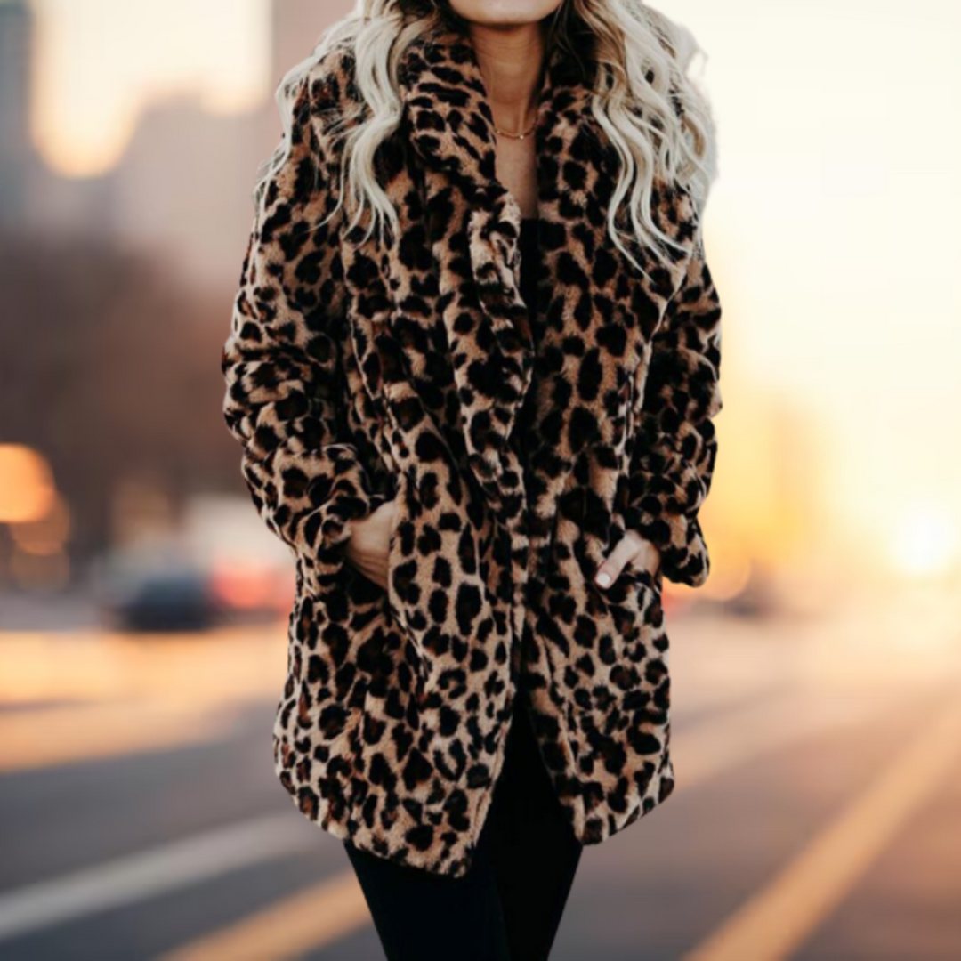 Plush Leopard Prwt Winter Fur jacket