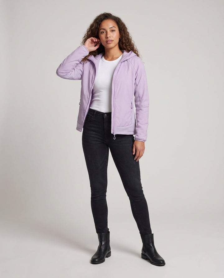 Women Ultra-light hooded jacket with quilted lining, two-way zip and zip pockets