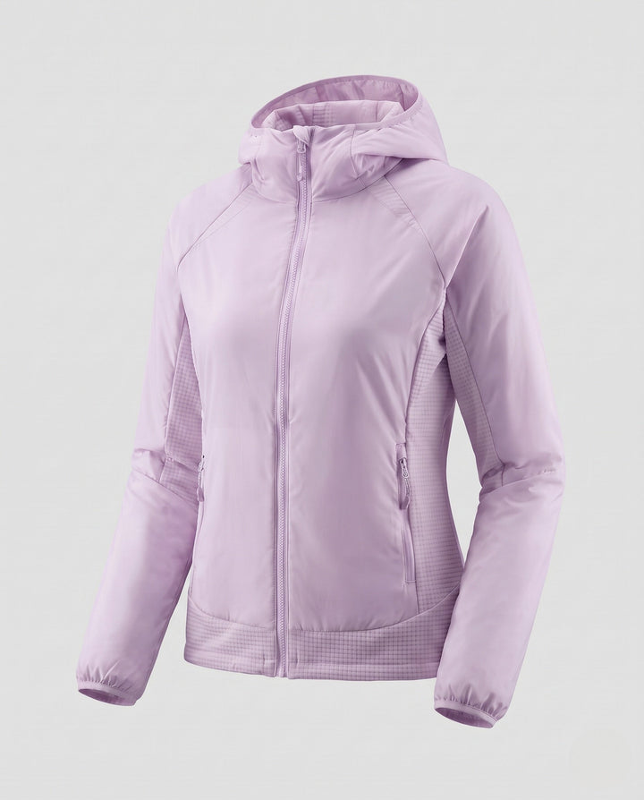 Women Ultra-light hooded jacket with quilted lining, two-way zip and zip pockets
