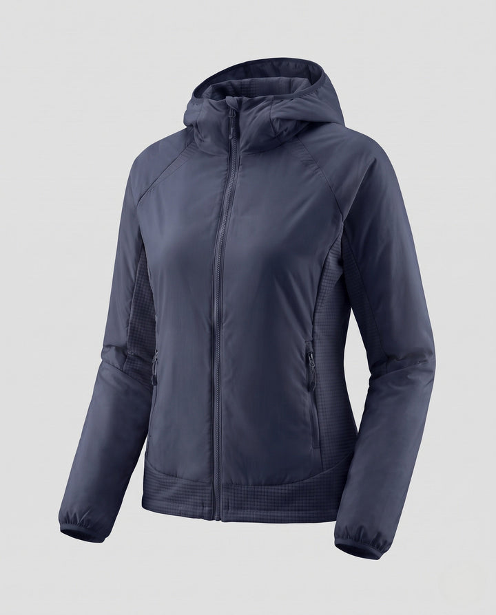Women Ultra-light hooded jacket with quilted lining, two-way zip and zip pockets