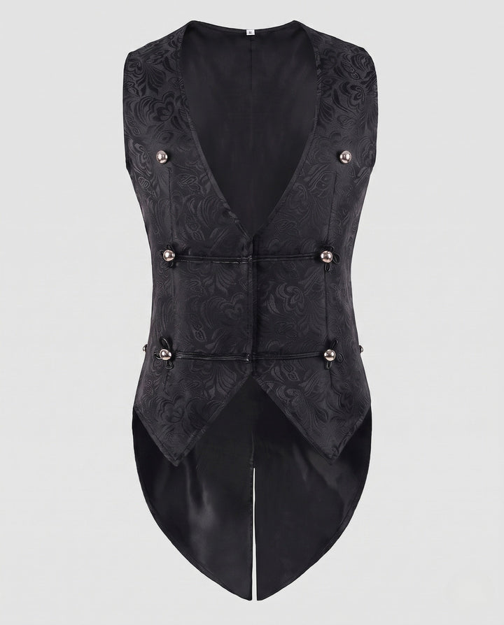 Women’s Elegant Waistcoat with Floral Design and Asymmetric Hem