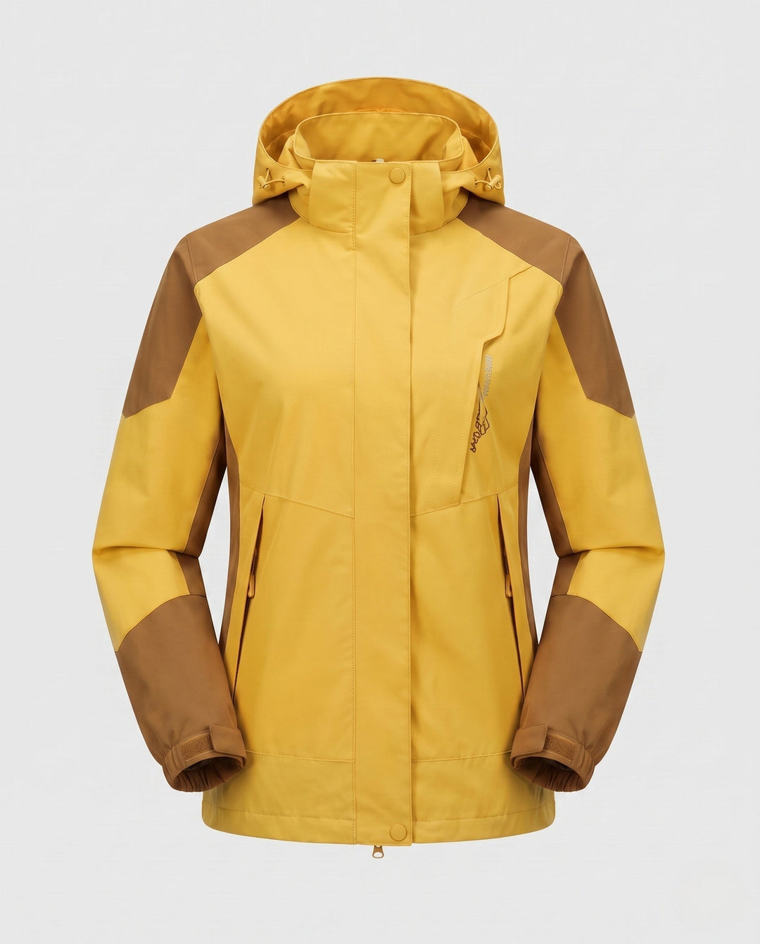 Women Lightweight Waterproof Outdoor Jacket with Hood Breathable Membrane and Concealed Zips