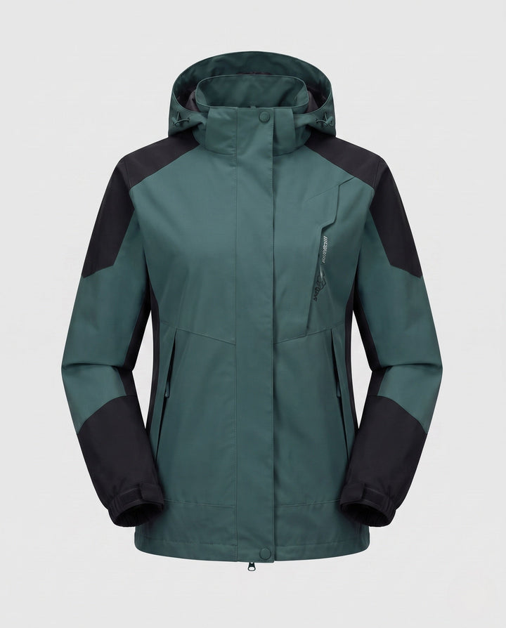 Women Lightweight Waterproof Outdoor Jacket with Hood Breathable Membrane and Concealed Zips