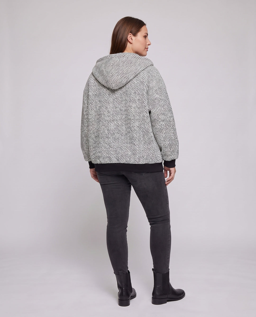 Unisex Oversized Teddy-Fleece Hooded Jacket with Full Zip &amp; Patch Pockets