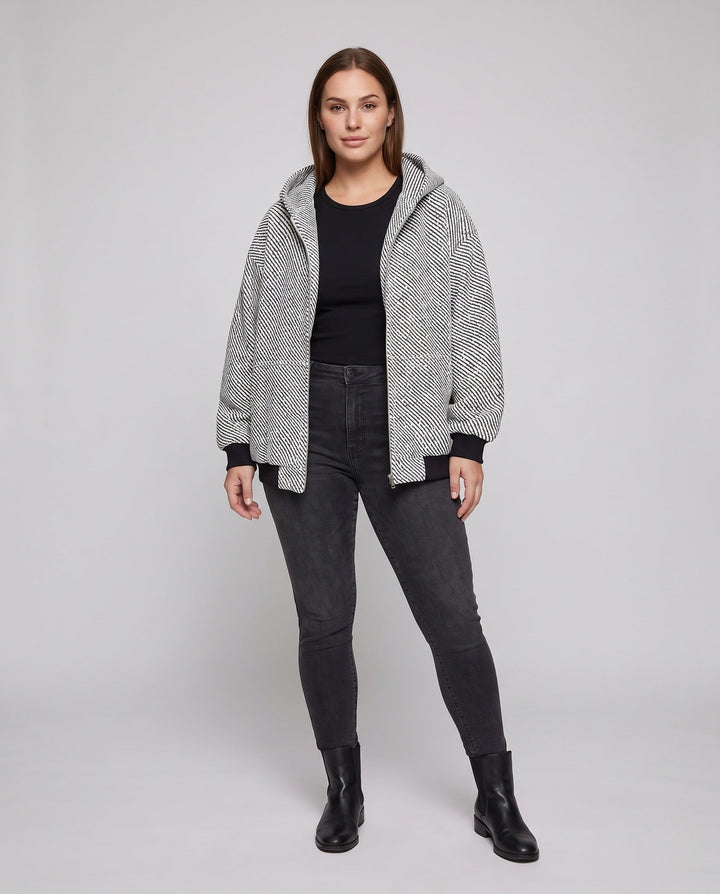 Unisex Oversized Teddy-Fleece Hooded Jacket with Full Zip &amp; Patch Pockets