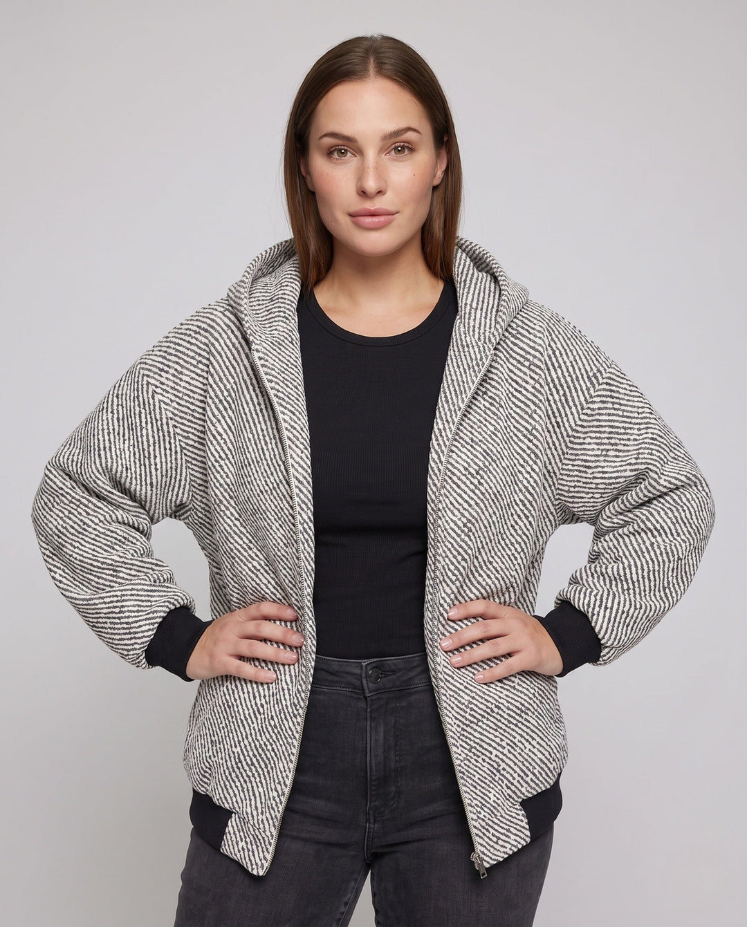 Unisex Oversized Teddy-Fleece Hooded Jacket with Full Zip &amp; Patch Pockets