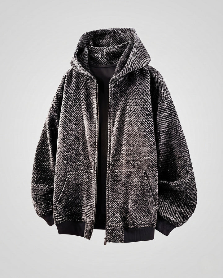 Unisex Oversized Teddy-Fleece Hooded Jacket with Full Zip &amp; Patch Pockets