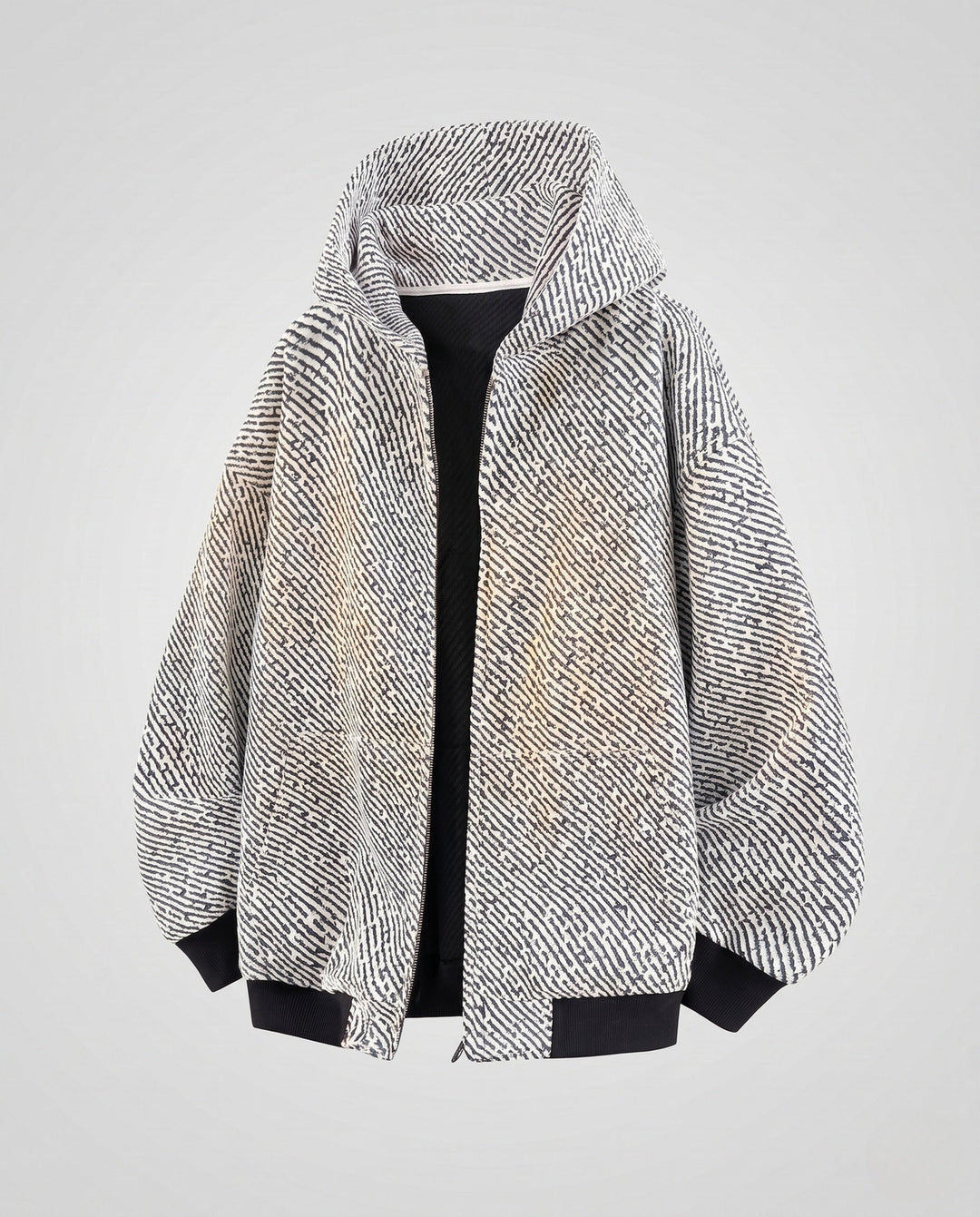 Unisex Oversized Teddy-Fleece Hooded Jacket with Full Zip &amp; Patch Pockets