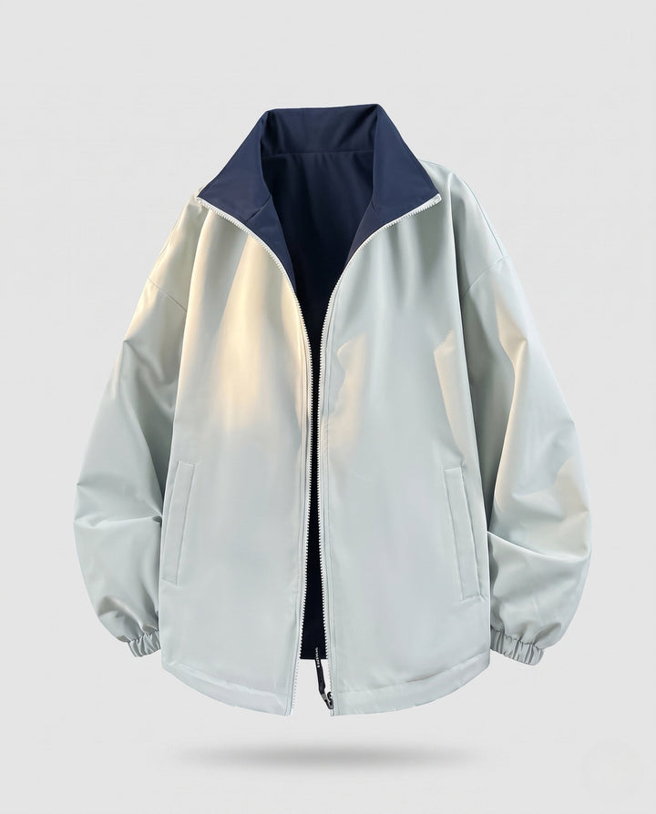 Unisex Reversible Transitional Jacket with High Collar, Zip &amp; Elastic Cuffs