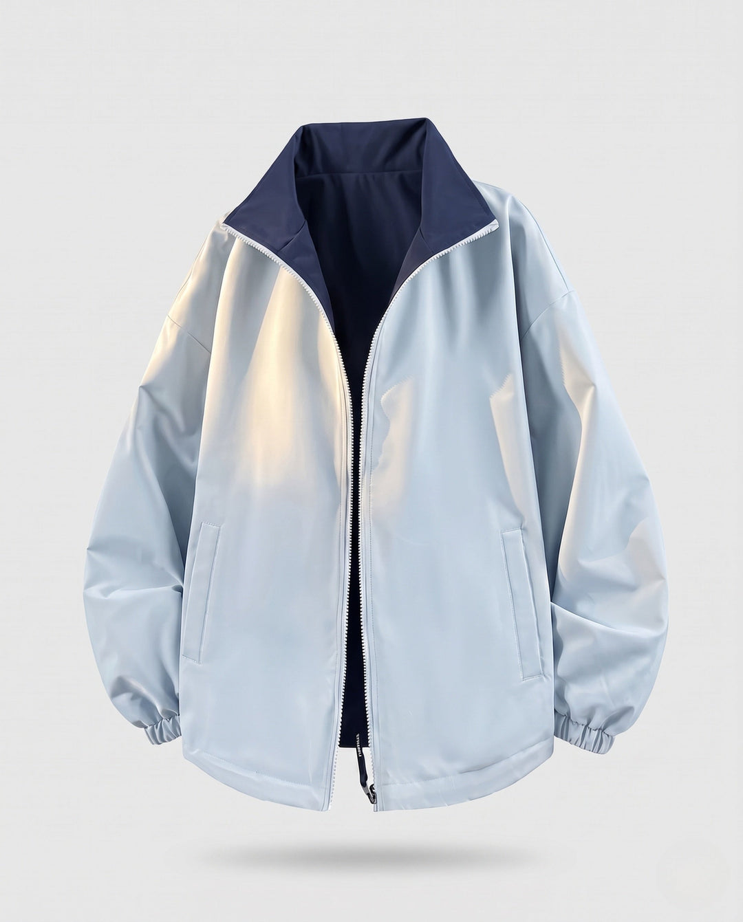 Unisex Reversible Transitional Jacket with High Collar, Zip &amp; Elastic Cuffs