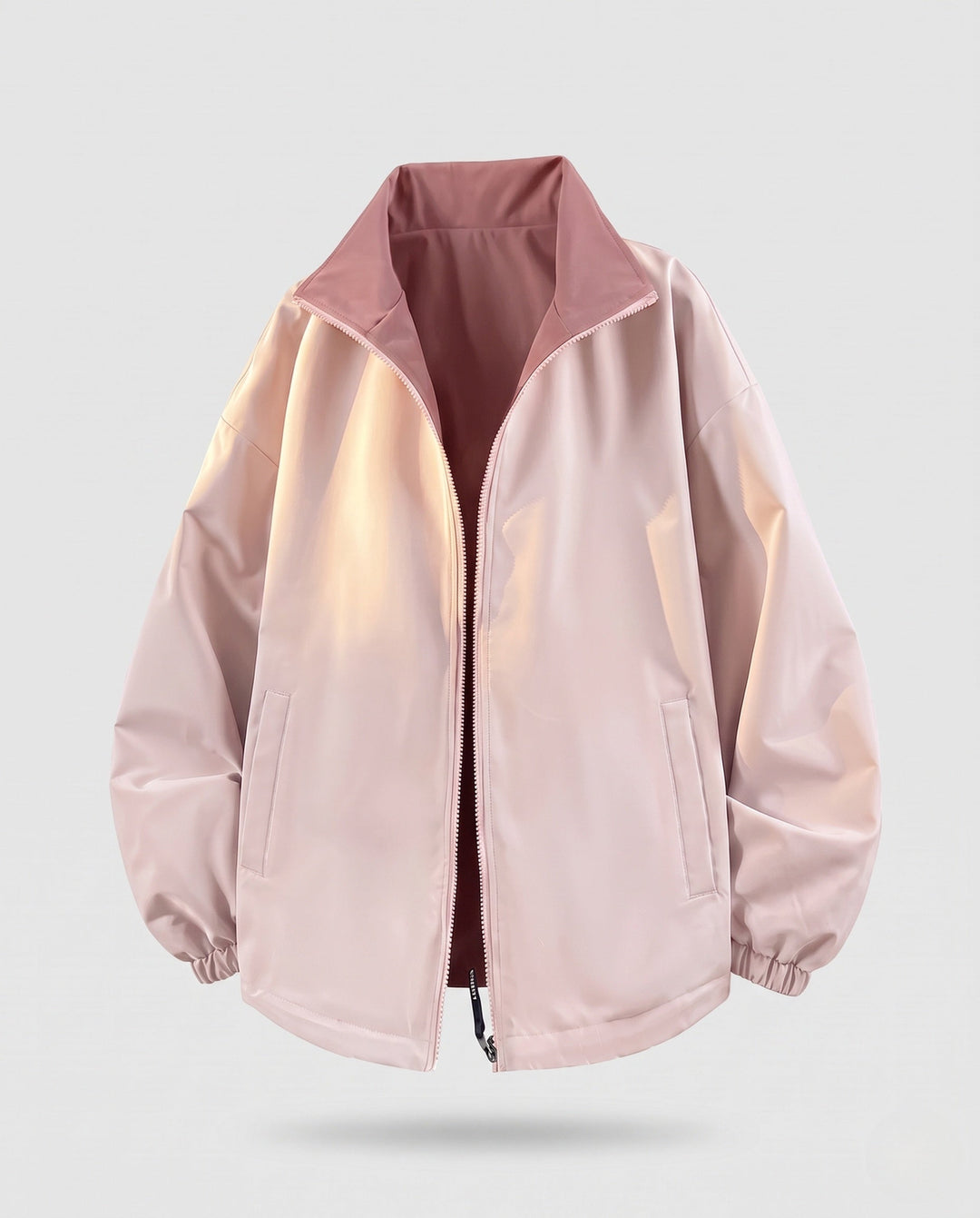 Unisex Reversible Transitional Jacket with High Collar, Zip &amp; Elastic Cuffs