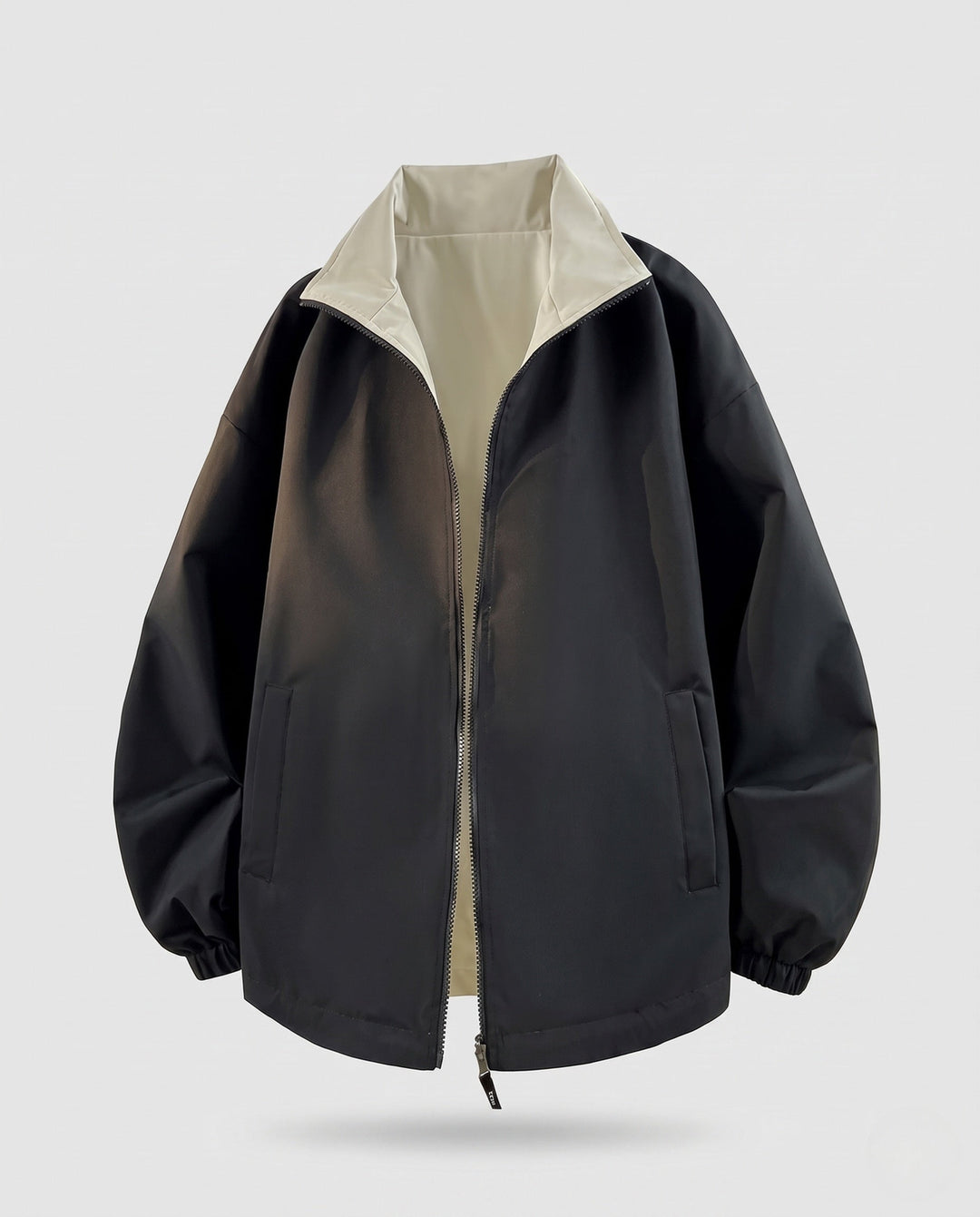 Unisex Reversible Transitional Jacket with High Collar, Zip &amp; Elastic Cuffs