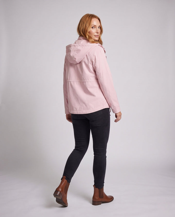 Women’s Hooded Transition Jacket with Drawstring, Flap Pockets, and Loose Boxy Cut